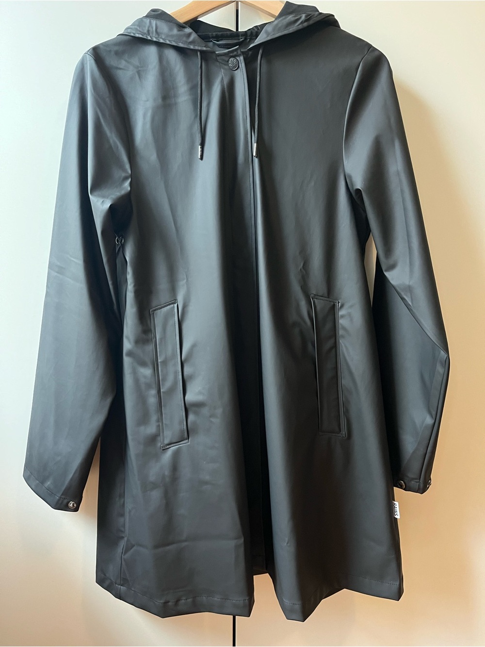 RAINS A-Line W Jacket Black S Small Women’s Waterproof Rain Jacket Hood Snaps